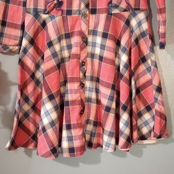 Rare edition girls pink plaid long sleeve dress - Picture 3 of 9